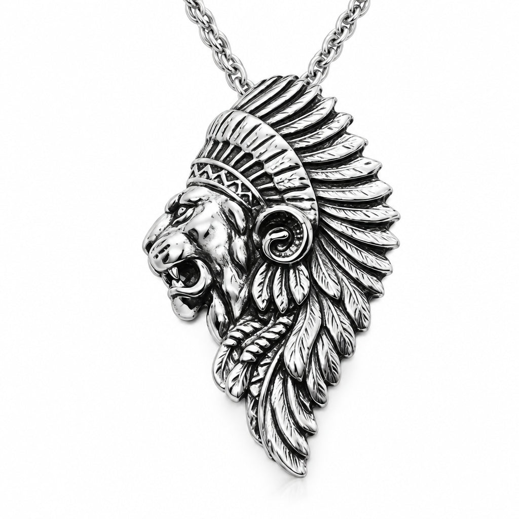 Lion Apache Sterling Silver Pendant