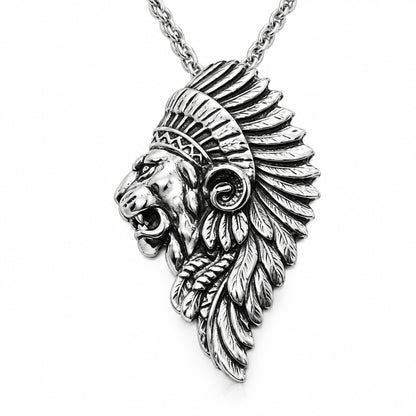 Lion Apache Sterling Silver Pendant