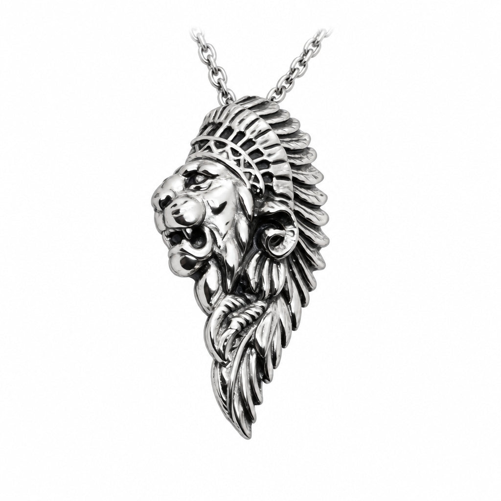 Lion Apache Sterling Silver Pendant