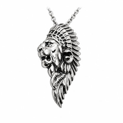 Lion Apache Sterling Silver Pendant