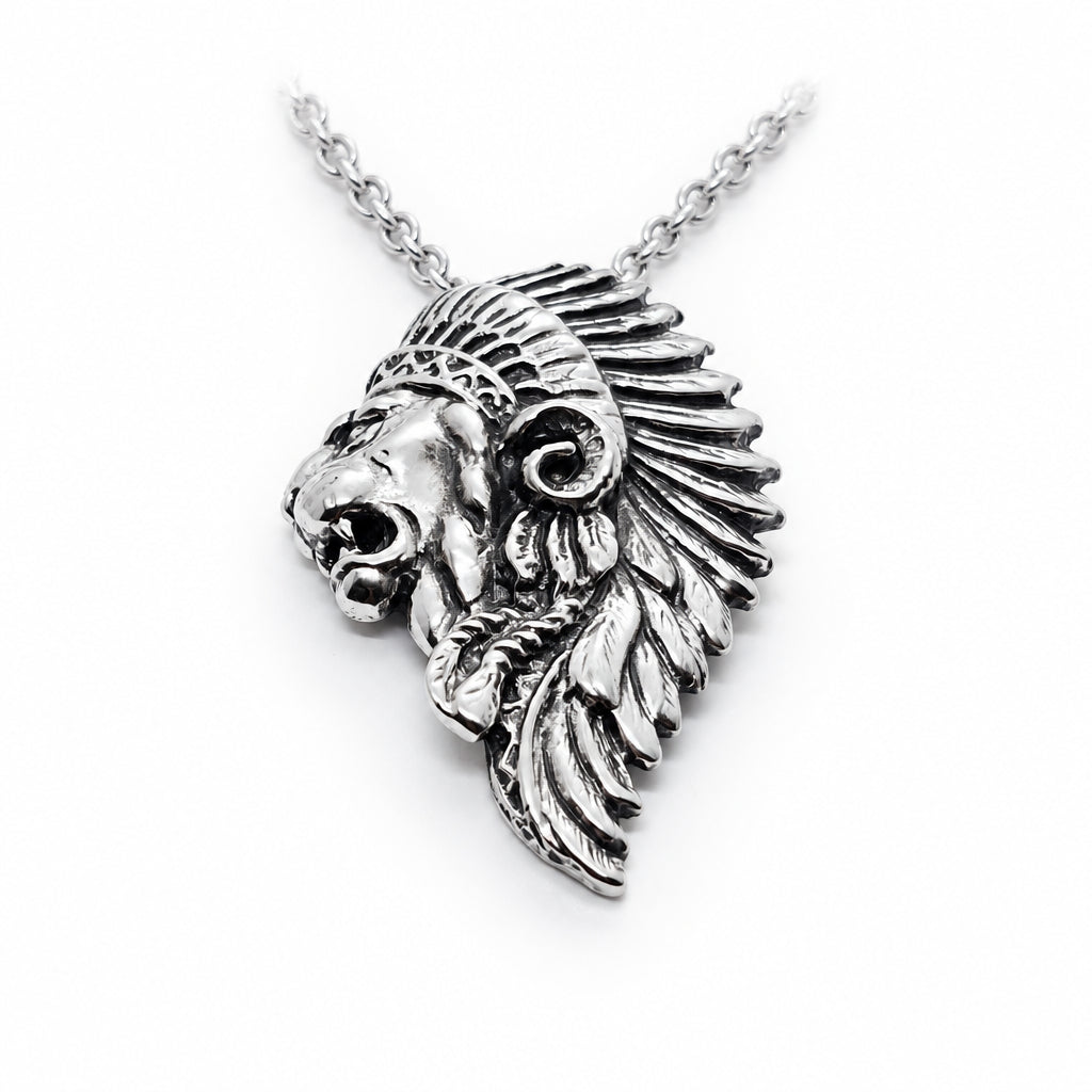 Lion Apache Sterling Silver Pendant