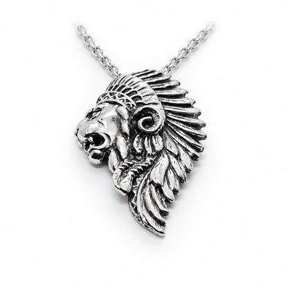 Lion Apache Sterling Silver Pendant
