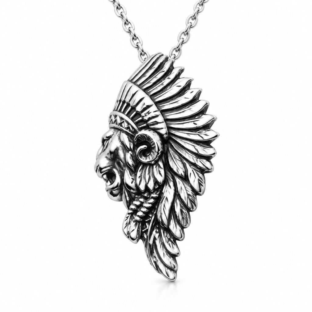 Lion Apache Sterling Silver Pendant