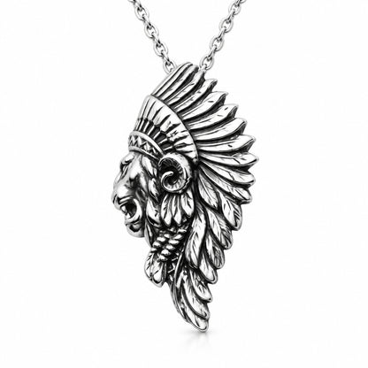 Lion Apache Sterling Silver Pendant