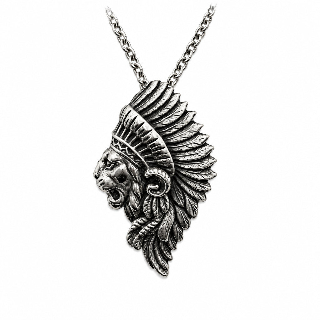 Lion Apache Sterling Silver Pendant