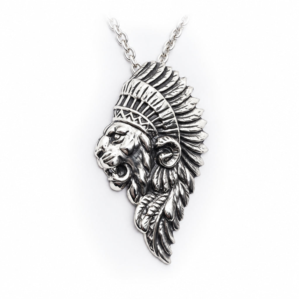 Lion Apache Sterling Silver Pendant