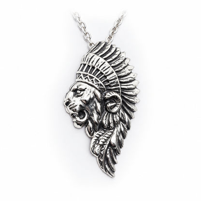 Lion Apache Sterling Silver Pendant