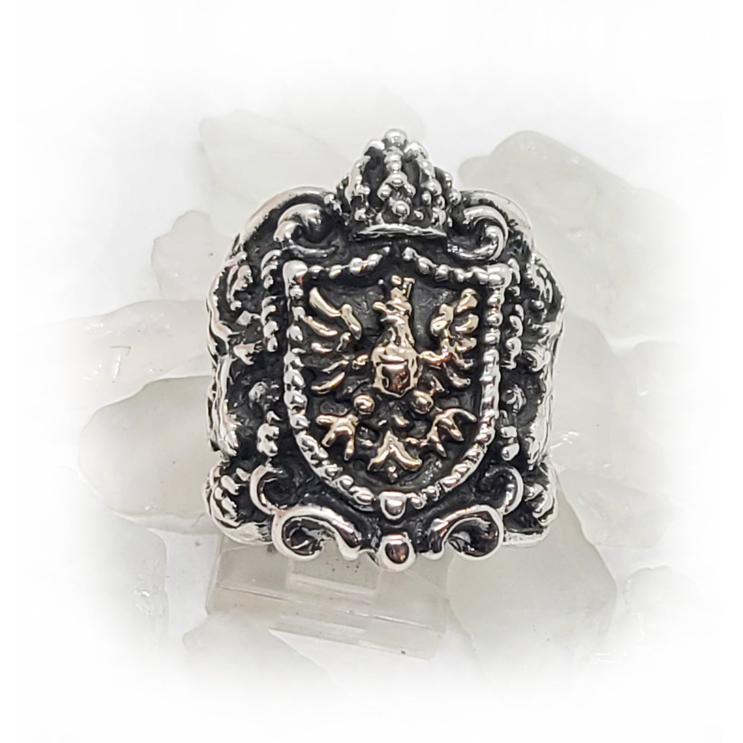 Lion & Eagle Heraldry Sterling Silver with Bronze Ring