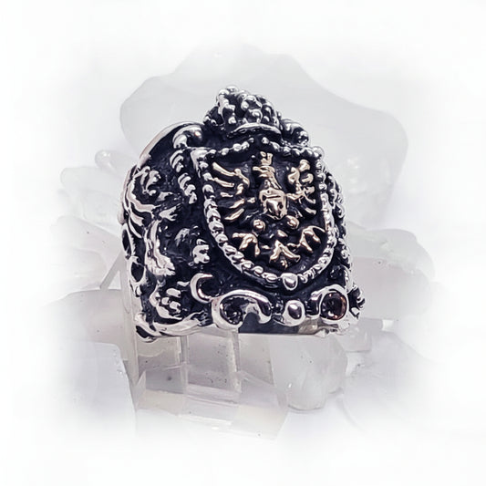 Lion & Eagle Heraldry Sterling Silver with Bronze Ring