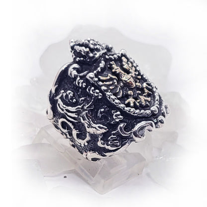 Lion & Eagle Heraldry Sterling Silver with Bronze Ring