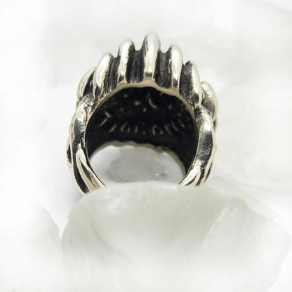 Lion Fire Sterling Silver Ring with Ruby Stone