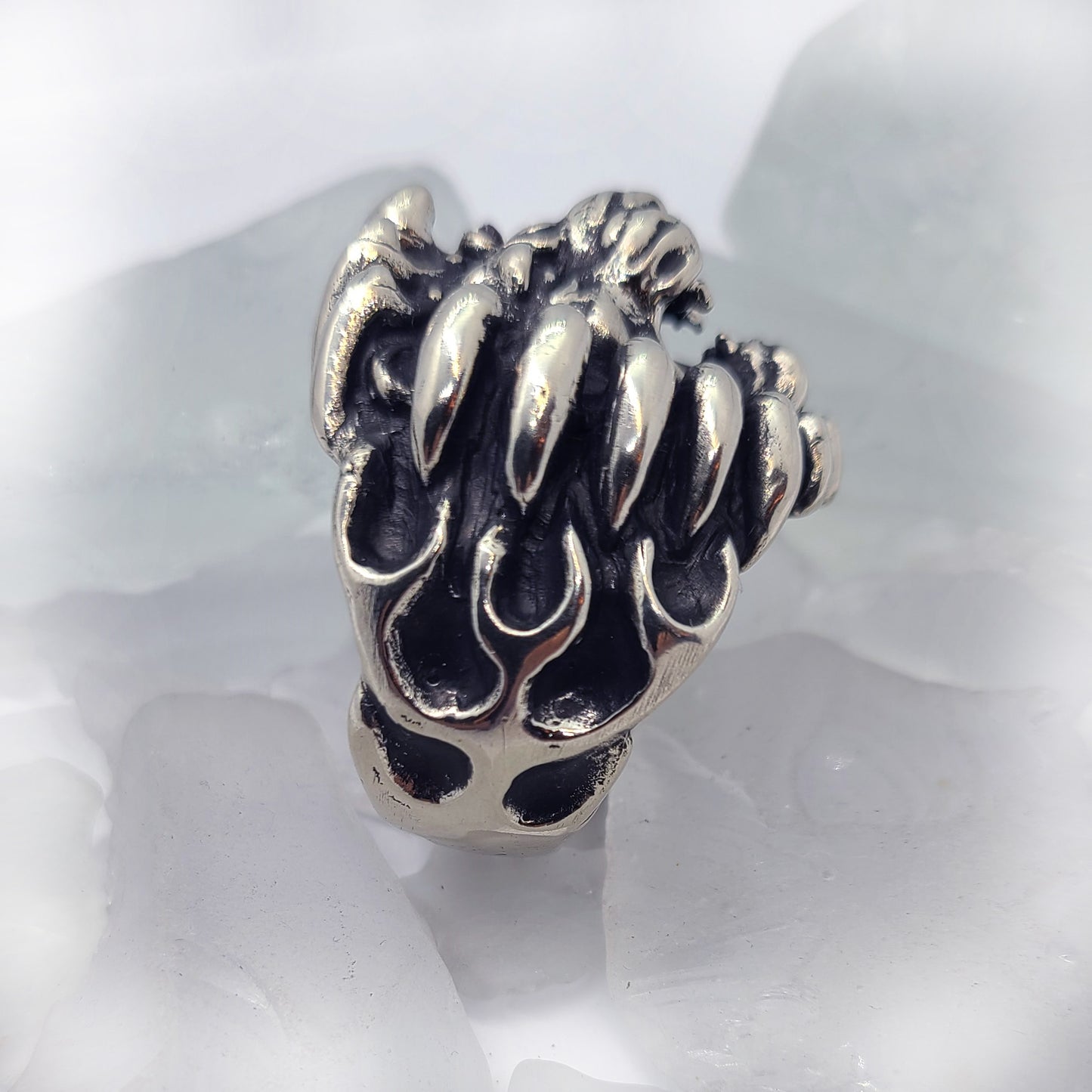 Lion Fire Sterling Silver Ring with Ruby Stone
