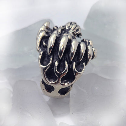 Lion Fire Sterling Silver Ring with Ruby Stone