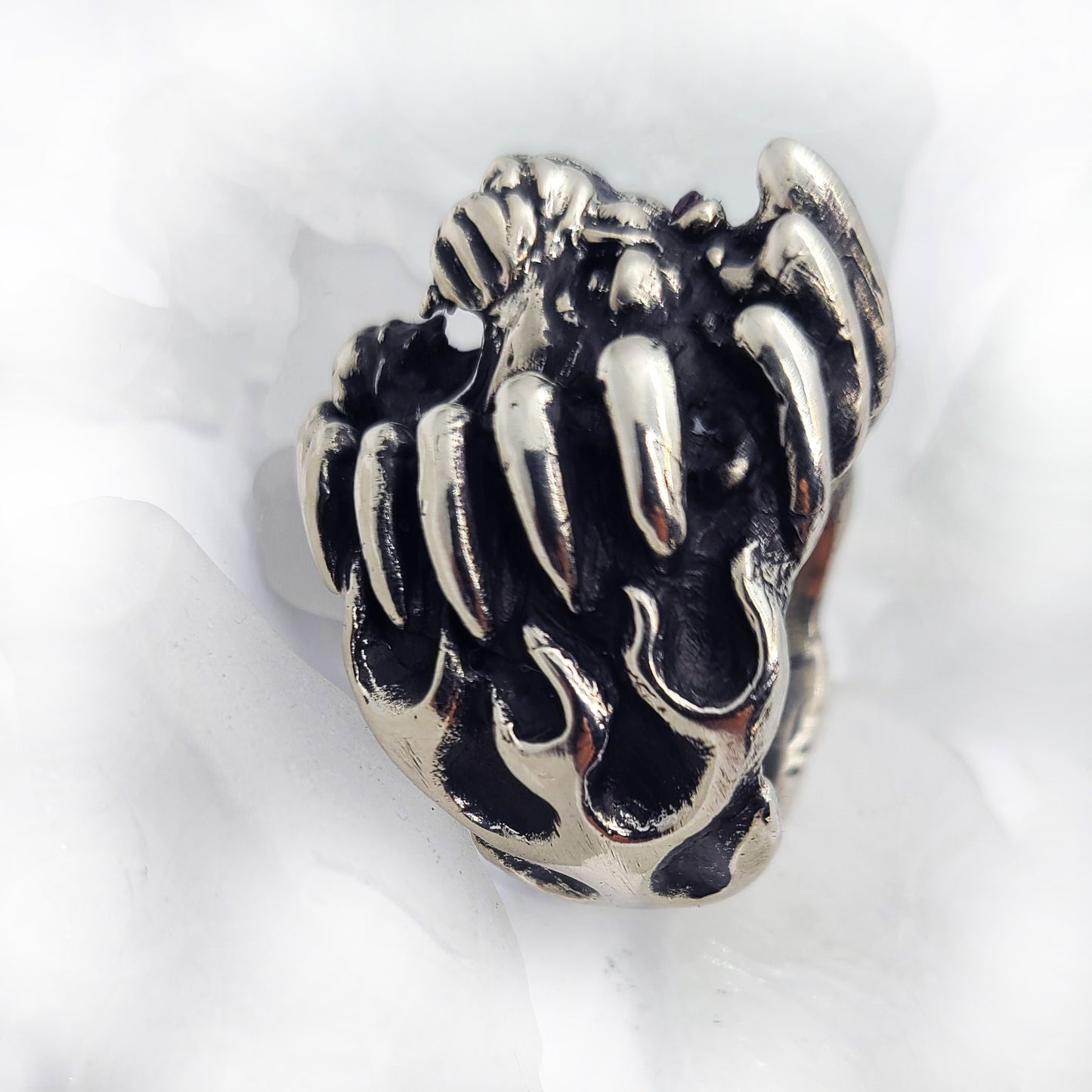 Lion Fire Sterling Silver Ring with Ruby Stone