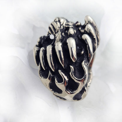 Lion Fire Sterling Silver Ring with Ruby Stone