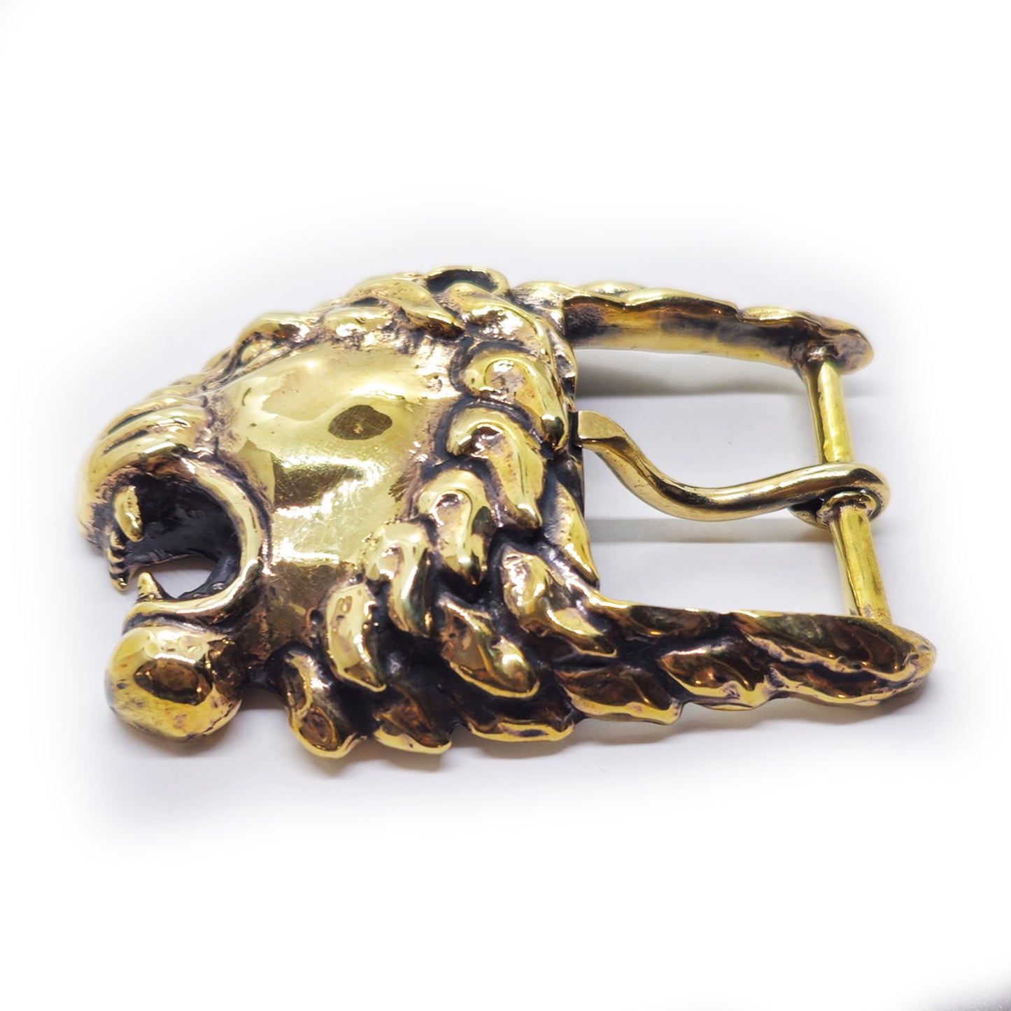 Lion Angry Head Brass Belt Buckle