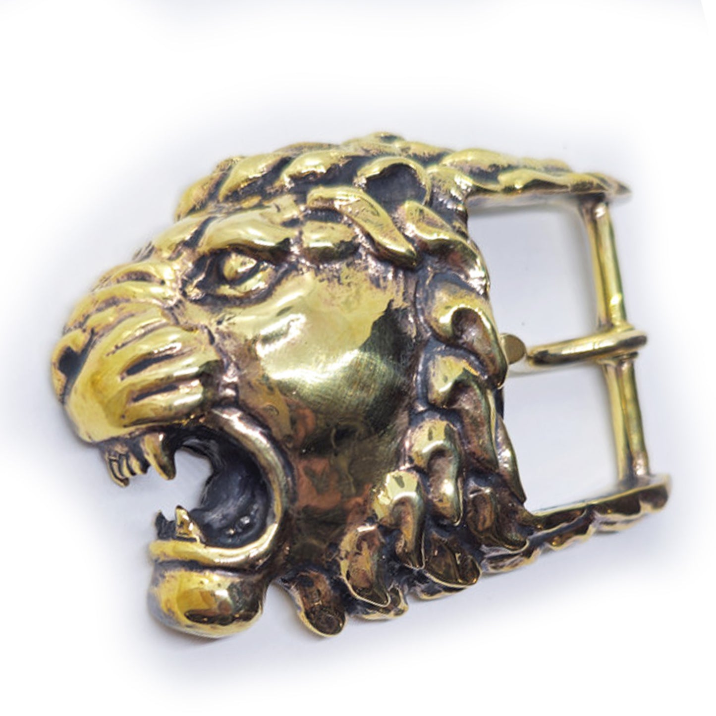 Lion Angry Head Brass Belt Buckle