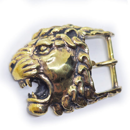 Lion Angry Head Brass Belt Buckle