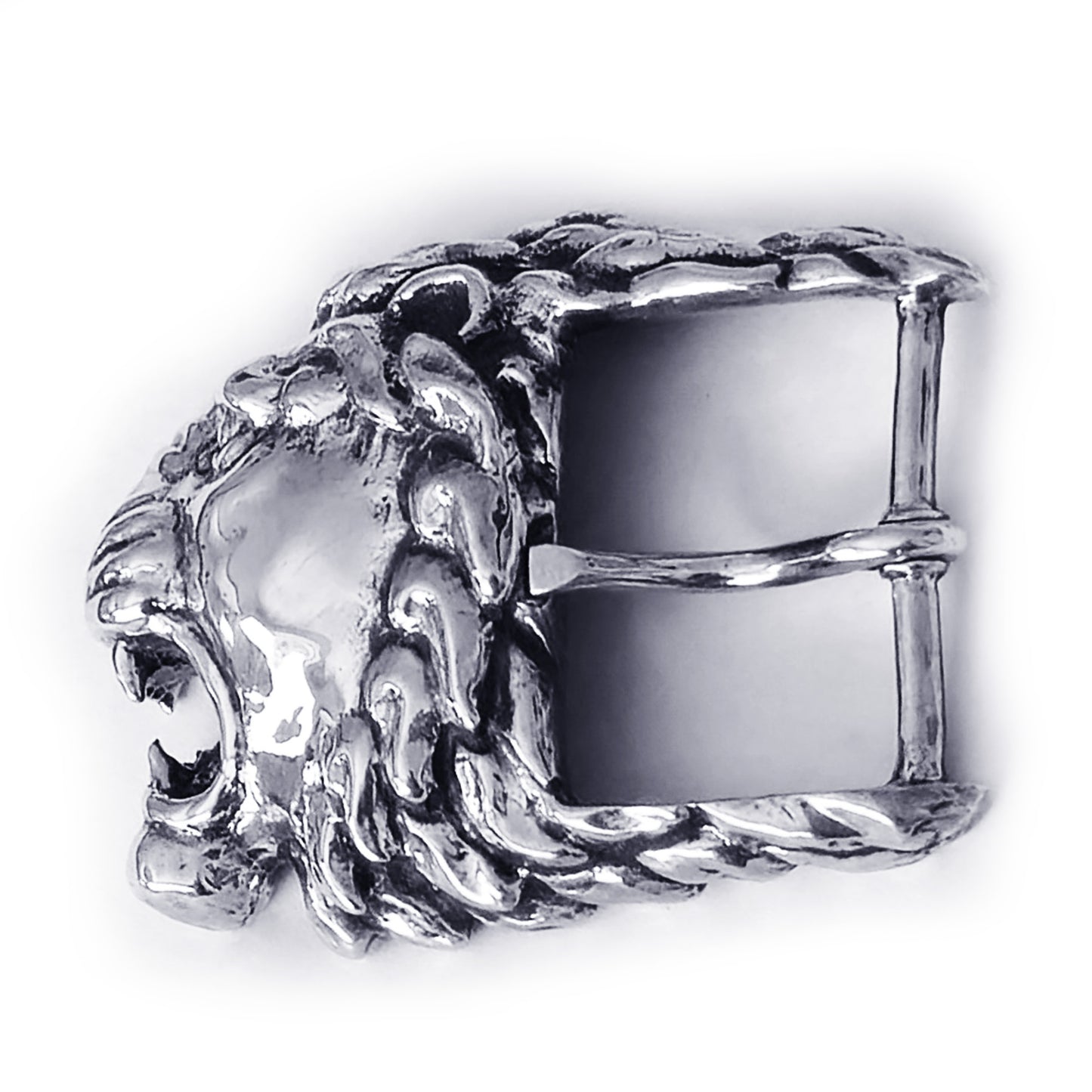 Lion Angry Head Sterling Silver Belt Buckle