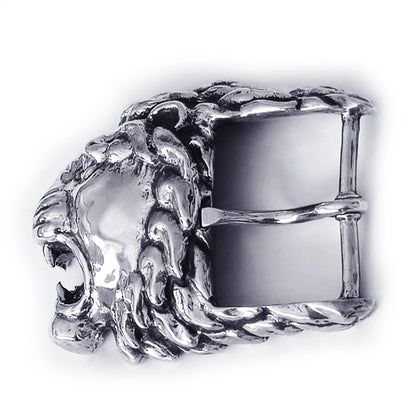 Lion Angry Head Sterling Silver Belt Buckle