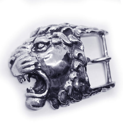 Lion Angry Head Sterling Silver Belt Buckle