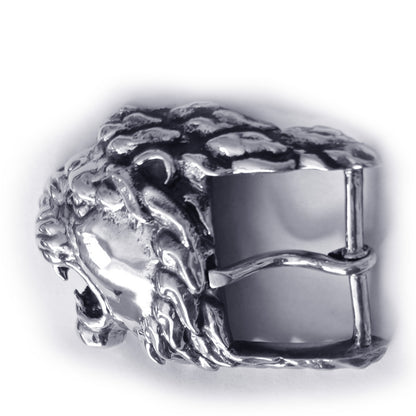Lion Angry Head Sterling Silver Belt Buckle