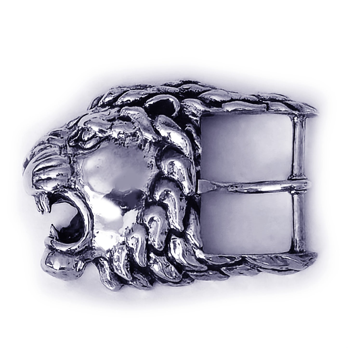 Lion Angry Head Sterling Silver Belt Buckle