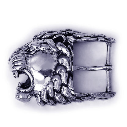 Lion Angry Head Sterling Silver Belt Buckle