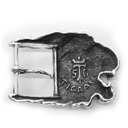 Lion Angry Head Sterling Silver Belt Buckle