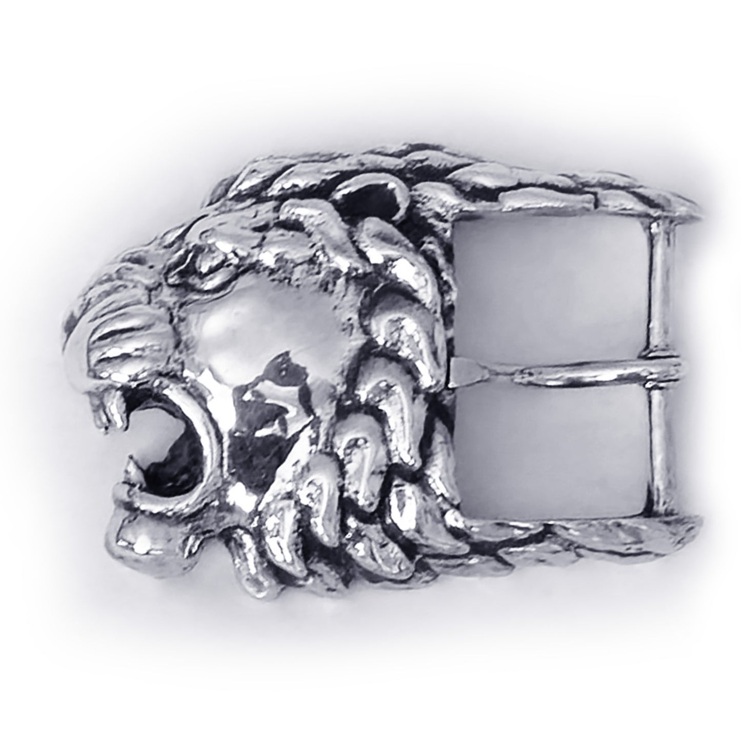 Lion Angry Head Sterling Silver Belt Buckle