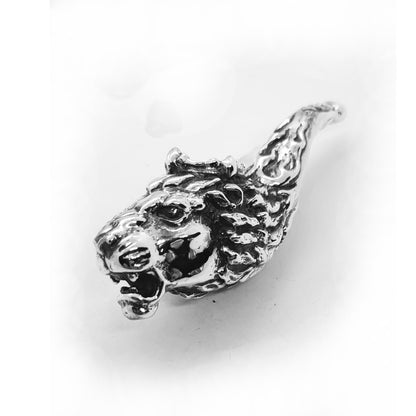 Lion Head Sterling Silver Tobacco Smoking Pipe, Unique Smoker Gift