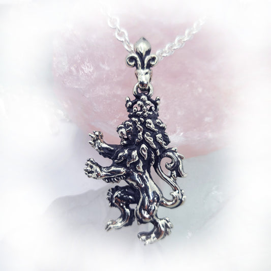 Lion Heraldic King Symbol Sterling Silver Pendant