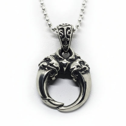 Double Lion Tooth Sterling Silver Pendant