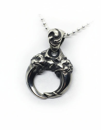 Double Lion Tooth Sterling Silver Pendant