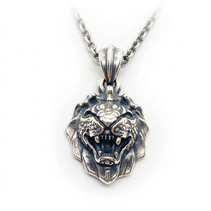Lion with Snake Skin sterling Silver Pendant