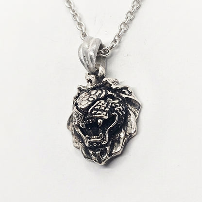 Lion with Snake Skin sterling Silver Pendant