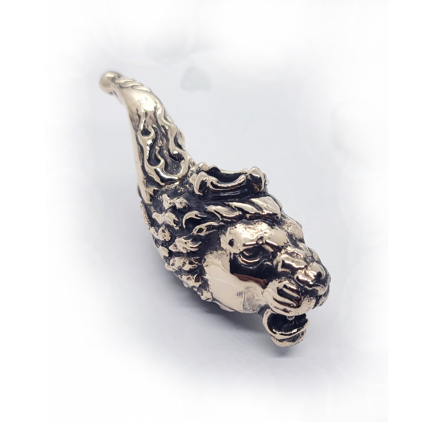 Lion Head Bronze Tobacco Smoking Pipe