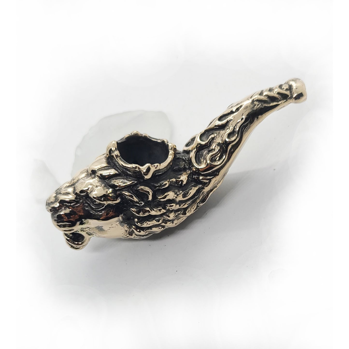 Lion Head Bronze Tobacco Smoking Pipe