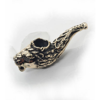 Lion Head Bronze Tobacco Smoking Pipe