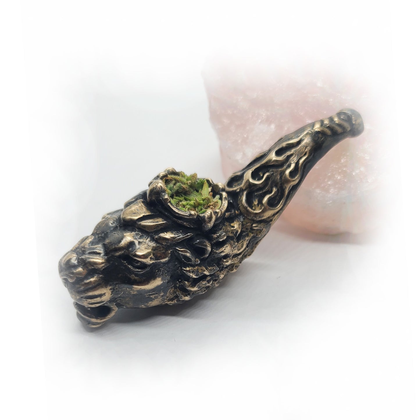 Lion Head Bronze Tobacco Smoking Pipe