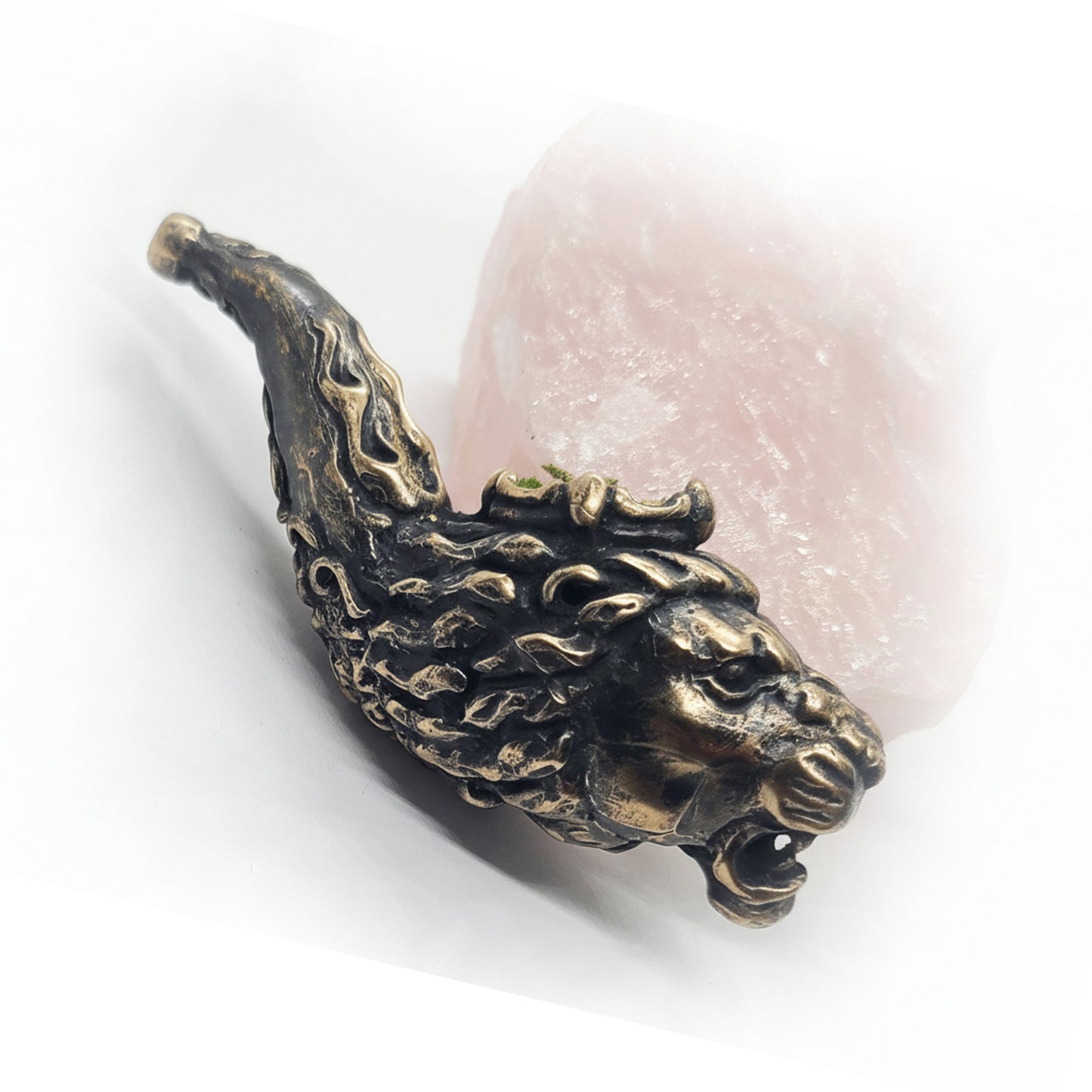 Lion Head Bronze Tobacco Smoking Pipe