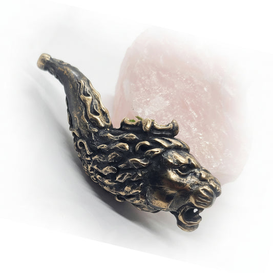Lion Head Bronze Tobacco Smoking Pipe