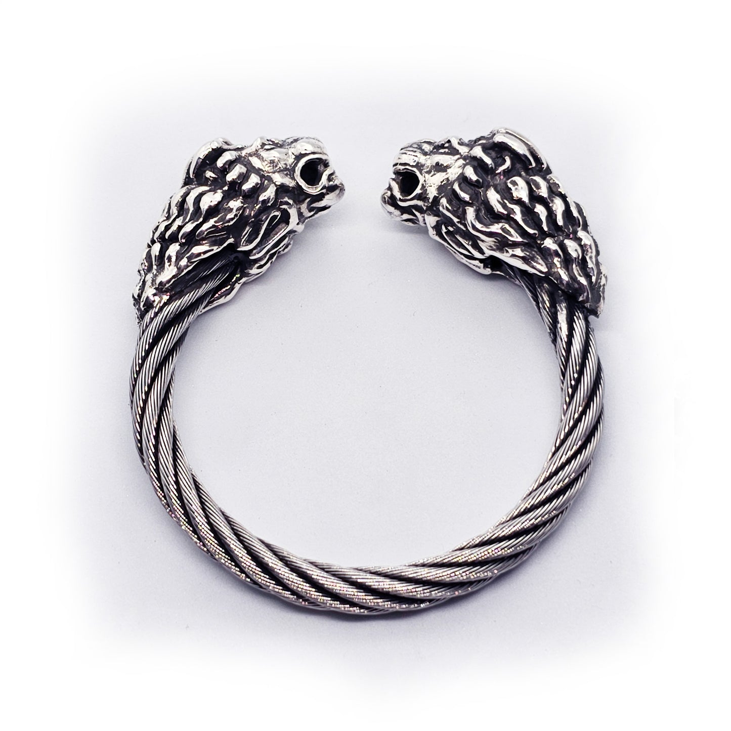 Double Lion Head Sterling Silver Bracelet