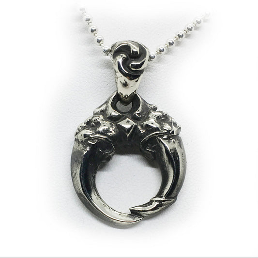 Double Lion Tooth Sterling Silver Pendant