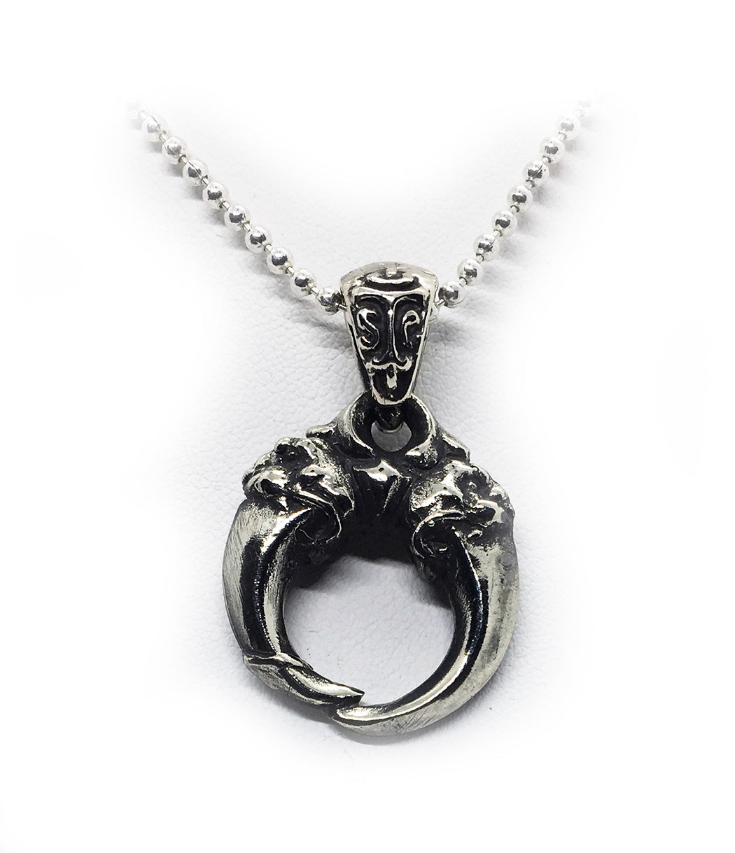 Double Lion Tooth Sterling Silver Pendant