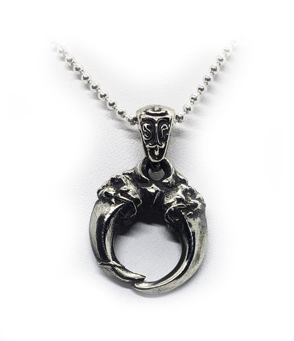 Double Lion Tooth Sterling Silver Pendant