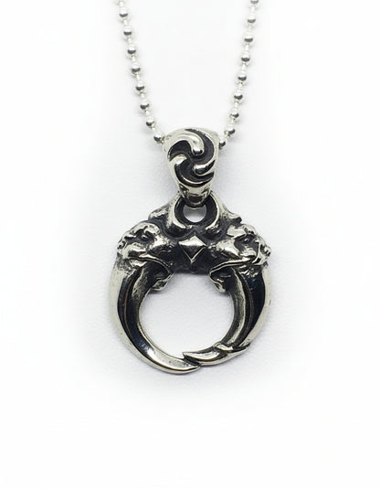 Double Lion Tooth Sterling Silver Pendant