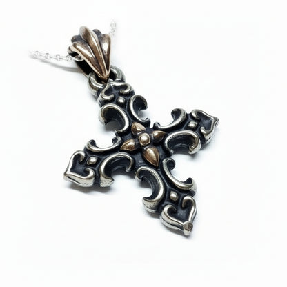 Love Cross Silver with Bronze Pendant