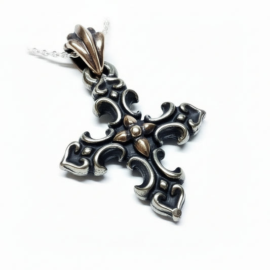 Love Cross Silver with Bronze Pendant