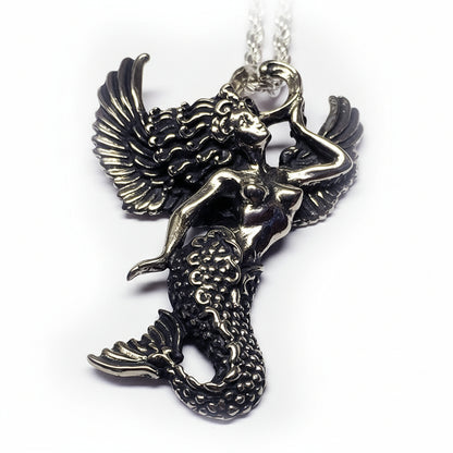 Mermaid with Wings Sterling Silver Pendant